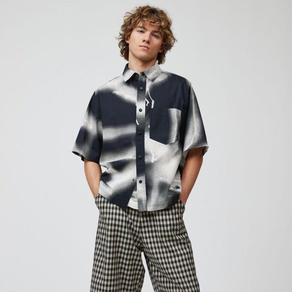 Urban Outfitters UO Ryan Cotton Shirt Men's White Buttondown Tie & Dye XL
